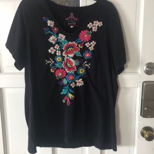 Johnny Was t shirt. Few smalls holes in front .